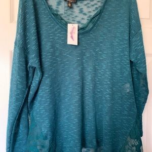 Jessica Simpson 1x teal lightweight top NWT
